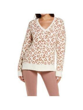 UGG Cecilia V-Neck Leopard Print Sweater – Size XS